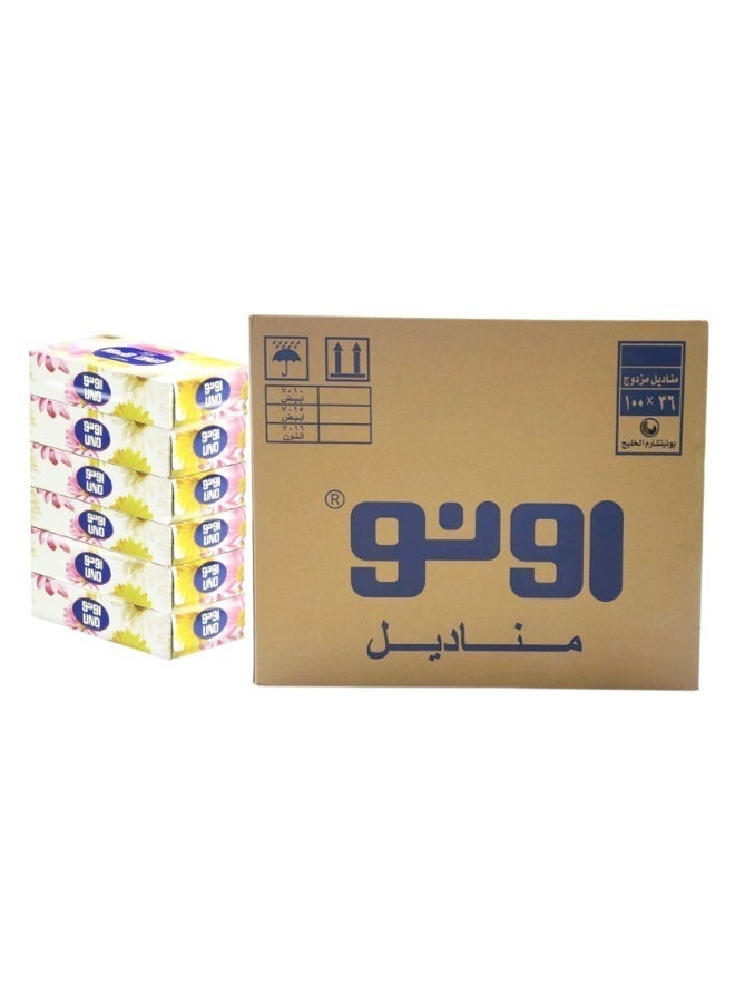 uni charm UNO Facial Tissues Ultra Soft, 2-Ply, 36 Packs x 100 Sheets - Image 1