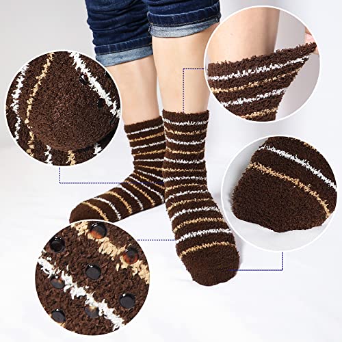 Bienvenu Soft Fuzzy Striped Bed Sleep Floor Socks, Winter Warm Fluffy, Style 2 - Image 3