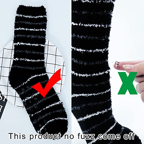 Bienvenu Soft Fuzzy Striped Bed Sleep Floor Socks, Winter Warm Fluffy, Style 2 - Image 4