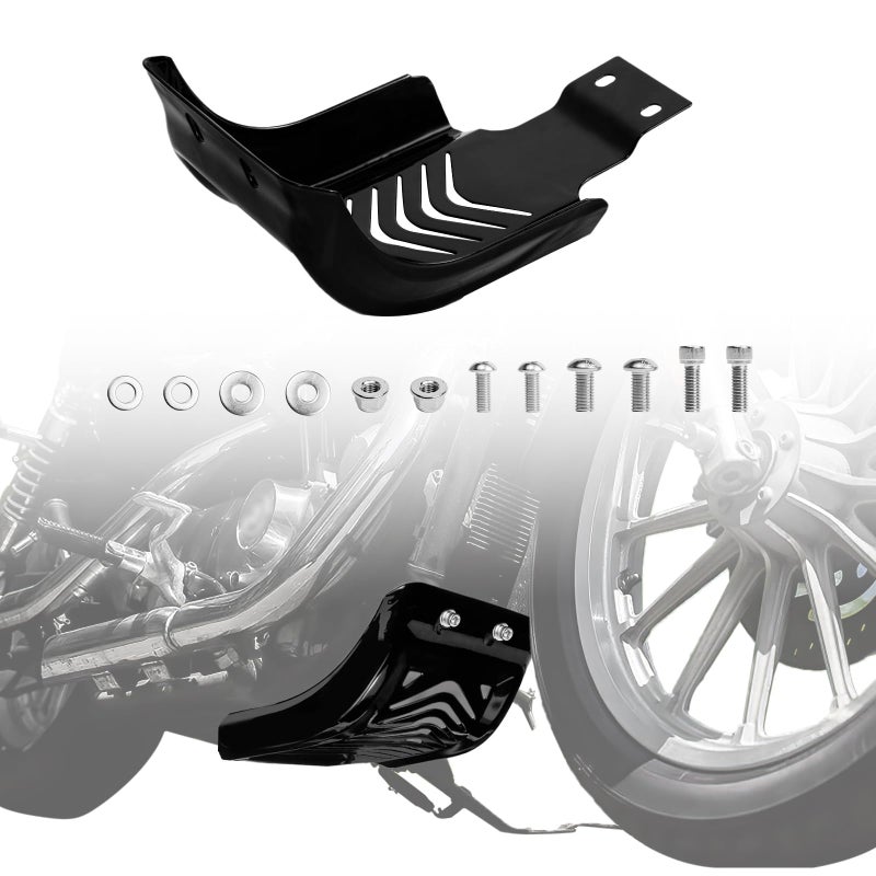 Goldfire Skid Plate for Harley Sportster Engine Bash Guard Cover Iron Front Skid Plate BumperMotorcycle Skid Bash Plate for HD Sportster XL883 XL1200 20042019 Gloss Black