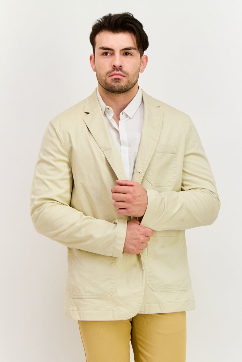Celio Men Regular Fit Solid Blazer, Beige - Image 1