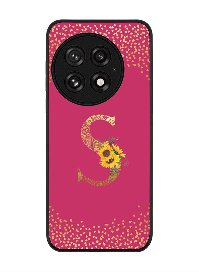 Stylizedd For OnePlus 13 5G Case,Slim fit Camera Protection, Shockproof Thin Phone cover  - Custom Floral Monogram - S ( Deep Pink ) - Image 1