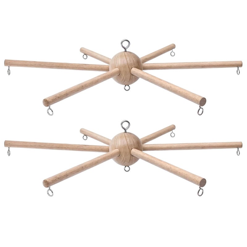 Marsrut 2Pcs DIY Baby Mobile Kit Hanging Frame Hanger for Crib Decorative Natural Wooden Wind Chime Equipment for Infant Boy Girl Home Nursery Bedroom Ceiling Wall Balcony Craft Bell Accessories Decor - Image 2