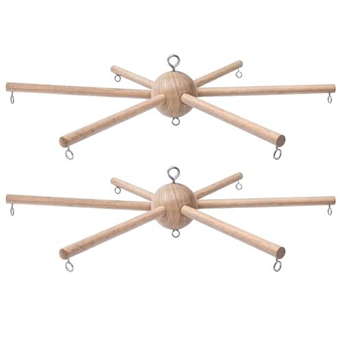 Marsrut 2Pcs DIY Baby Mobile Kit Hanging Frame Hanger for Crib Decorative Natural Wooden Wind Chime Equipment for Infant Boy Girl Home Nursery Bedroom Ceiling Wall Balcony Craft Bell Accessories Decor - Image 1