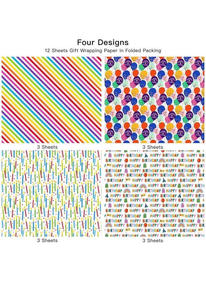 WRAPAHOLIC Birthday Wrapping Paper Sheet 12 Sheets Folded Flat With 12 Gift Tags For Party Baby Shower 19.7 Inch X 27.5 Inch Per Sheet - Image 5