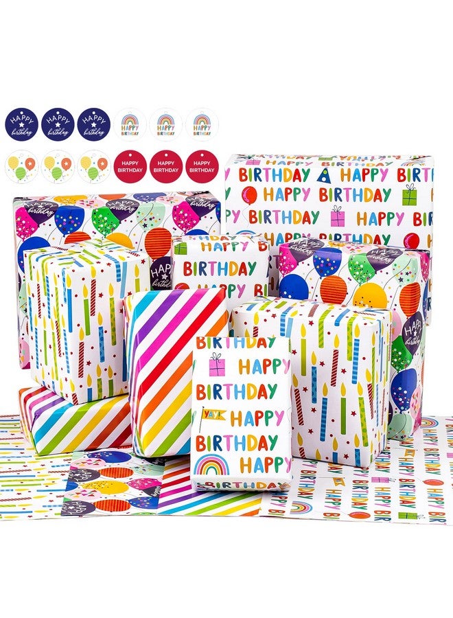 WRAPAHOLIC Birthday Wrapping Paper Sheet 12 Sheets Folded Flat With 12 Gift Tags For Party Baby Shower 19.7 Inch X 27.5 Inch Per Sheet - Image 2