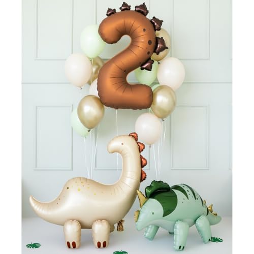 PartyDeco Dinosaur Number 2 Balloon PartyDeco 36 Inch 2nd Dinosaur Birthday Decorations Second Birthday Balloons 2 Years Old Boys Jungle Theme Party Supplies - Image 5