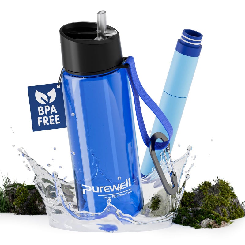 Purewell Purewell Filtered Water Bottle BPA Free with 5Stage Integrated Filter Straw for Camping Hiking Backpacking and Travel 