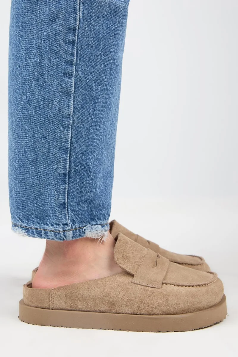 Manijero Manijero (Ziva) Women's Genuine Leather Loafer Platform Mink Slippers