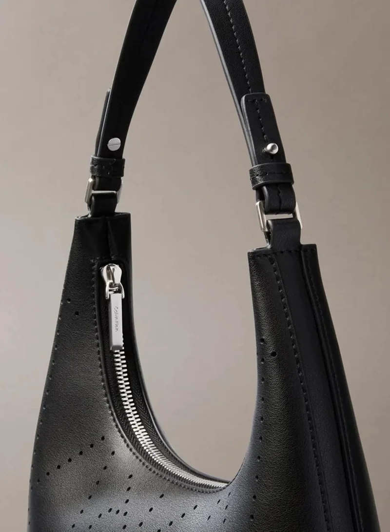 Calvin Klein Black Perforated Emblem Logo Shoulder Bag for Women | Best Price UAE