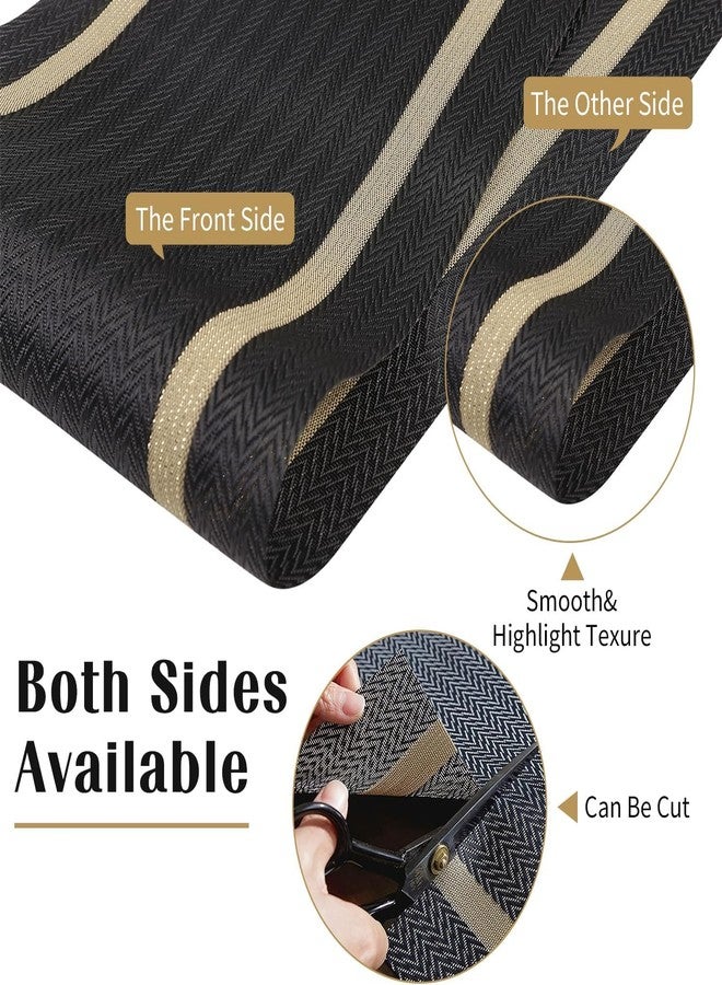 FAVE Woven Vinyl Table Runner Black Table Runner Woven with Golden Threads 72x12 Inches Wipeable Waterproof Dining Table Mats for Wedding, Banquets,Party, Restaurant (Black-72x12) - Image 4