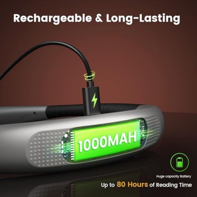 مصباح قراءة للعنق LED للقراءة في السرير 3 ألوان 6 مستويات سطوع أذرع قابلة للثني قابلة للشحن تدوم طويلًا مثالي للقراءة والحياكة والتخييم والإصلاح - Image 4