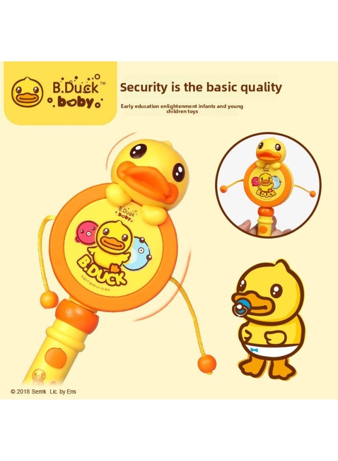 B.Duck Yellow Duck Rattle Baby Can Chew Toy Music 0-1 Year Old Newborn Baby Fun Hand Drum-Color:B.Duck Rattle