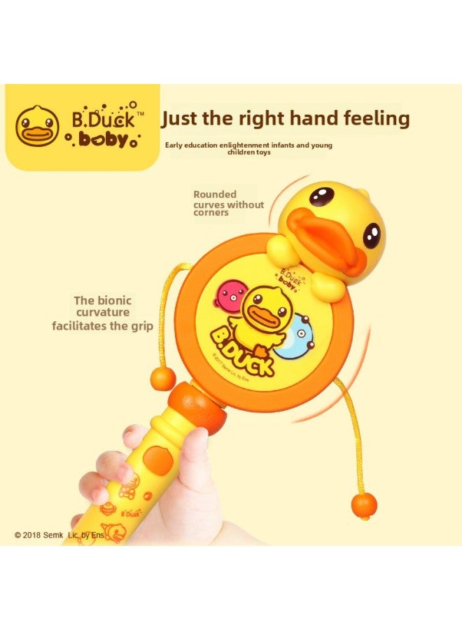 B.Duck Yellow Duck Rattle Baby Can Chew Toy Music 0-1 Year Old Newborn Baby Fun Hand Drum-Color:B.Duck Rattle