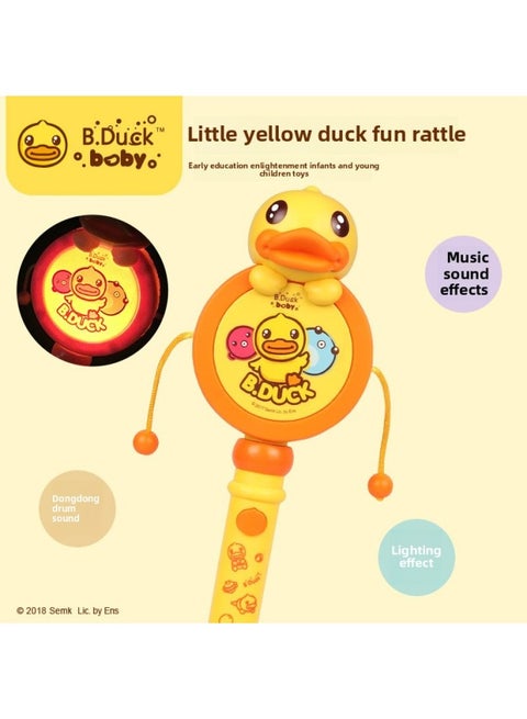 B.Duck Yellow Duck Rattle Baby Can Chew Toy Music 0-1 Year Old Newborn Baby Fun Hand Drum-Color:B.Duck Rattle