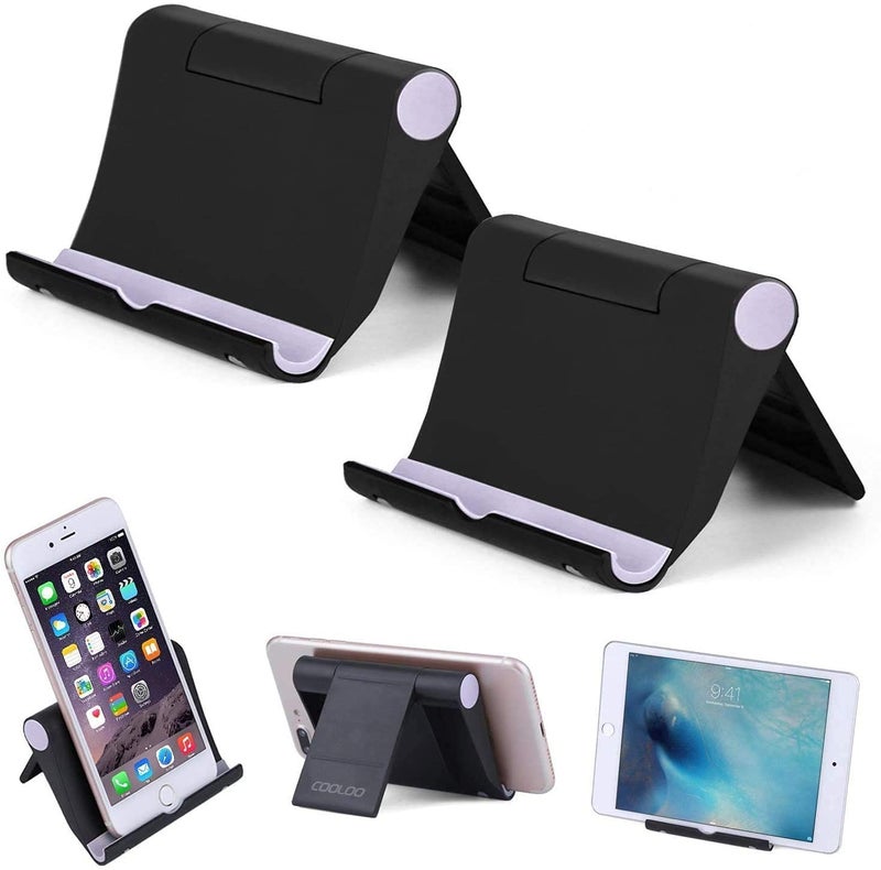 COOLOO Cell Phone Stand Multi-Angle,【2 Pack】 Tablet Stand Universal Smartphones for Holder Tablets(6-11"), e-Reader, Compatible Phone XS/XR/8/8 Plus/7/7 Plus, Galaxy S8/S7/Note 8, Air, Mini, Pixel 2(Black) - Image 1