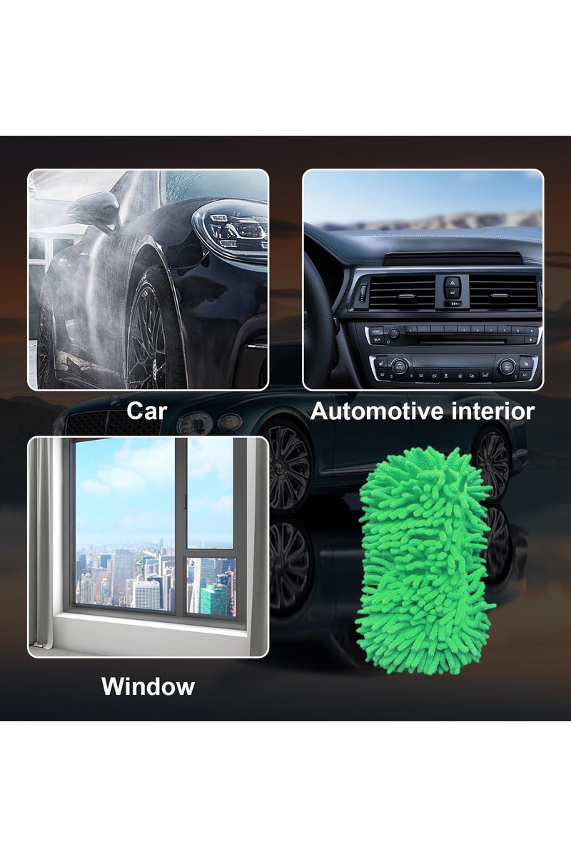 2pcs  Premium Microfiber Wash Mitt, Soft Scratch-Free Double-Sided Chenille Washing Gloves Perfect for Car Washing and Detailing (Green, X-Large) - Image 4