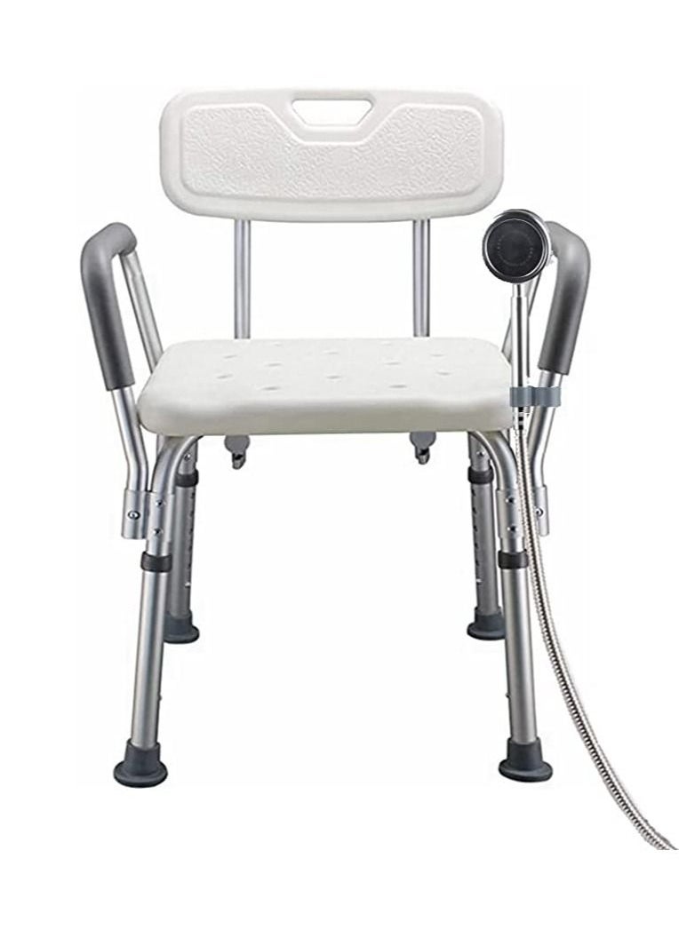 Cool Baby - COOLBABY Shower Sliding Stool With Armrests Height-adjustable Shower Stool Bath Chair Medical Shower Seat Bathtub Shower Chairsuitable For Patients Elderly Children Disabled People (Excluding Nozzles) - Image 1