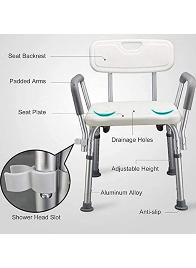 Cool Baby - COOLBABY Shower Sliding Stool With Armrests Height-adjustable Shower Stool Bath Chair Medical Shower Seat Bathtub Shower Chairsuitable For Patients Elderly Children Disabled People (Excluding Nozzles) - Image 1