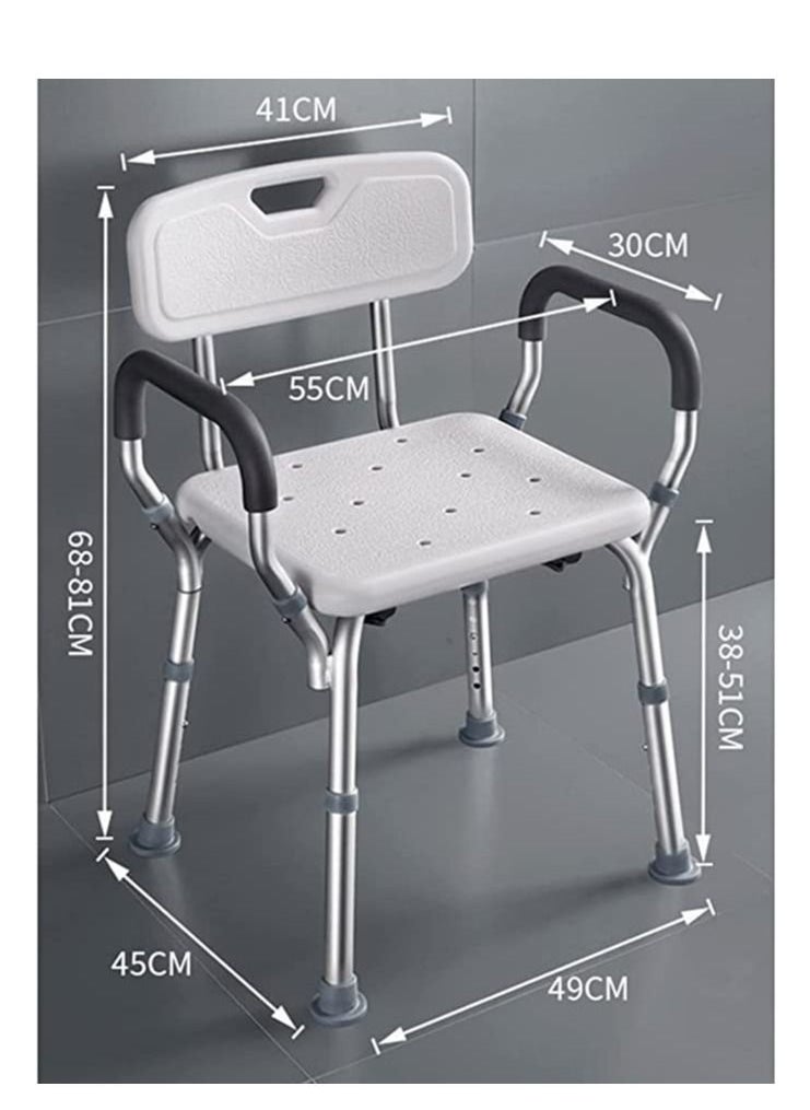 Cool Baby - COOLBABY Shower Sliding Stool With Armrests Height-adjustable Shower Stool Bath Chair Medical Shower Seat Bathtub Shower Chairsuitable For Patients Elderly Children Disabled People (Excluding Nozzles) - Image 1