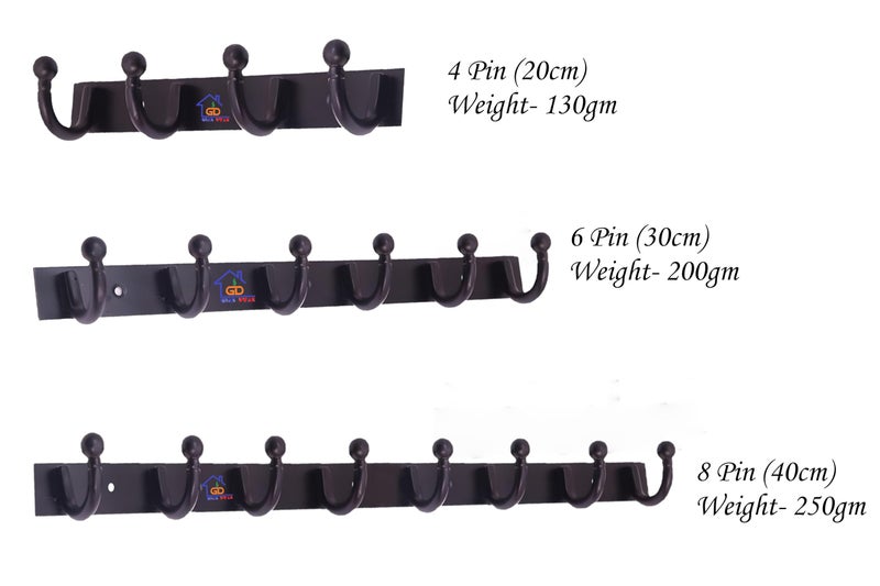GHAR DWAR Heavy Duty Goli Stainless Steel Cloth Hanger Suitable for Bathroom Bedroom Kitchen Wall Hook Rail Hanging Scarf, Coat,Keys Tie Clothes Towel Door Robe Hanging (Pack of 1, Black 6 Hook) - Image 4