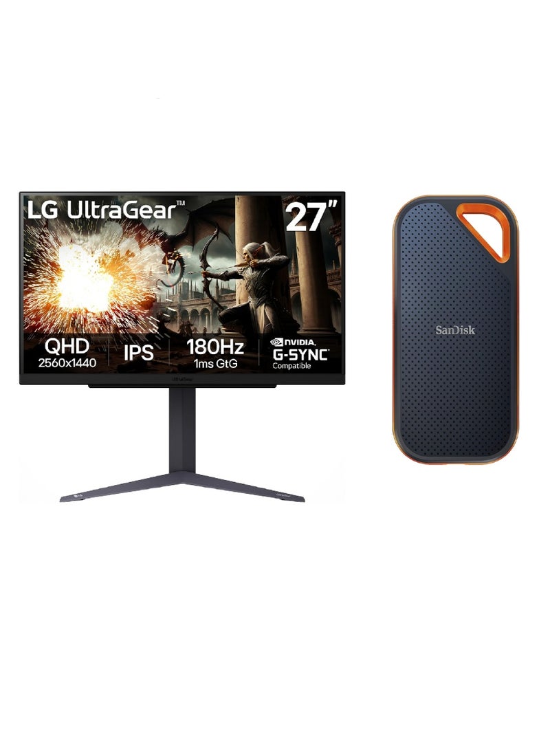LG SpeedVault Gamer Pack - 27” UltraGear QHD 200Hz Monitor + 4TB SanDisk Extreme PRO SSD - Image 3
