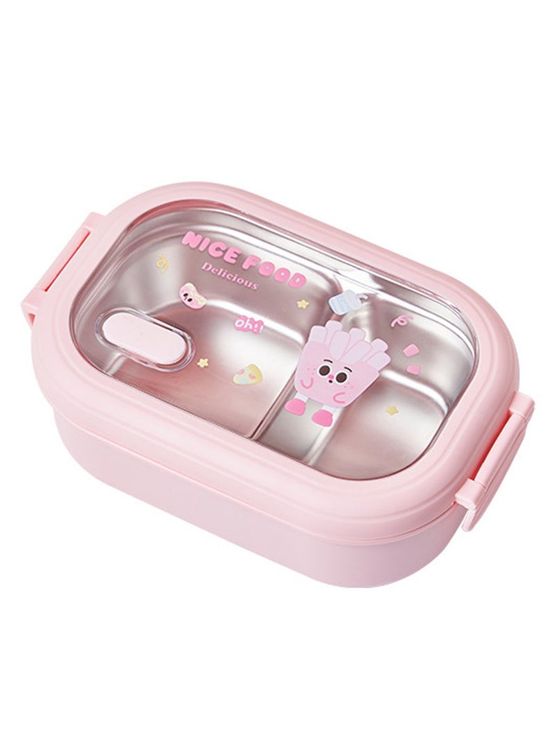 TYCOM Stainless Steel Lunch Box for Kid School Insulated Bento Lunch Box 2 Compartment Divided Lunch Containers with Lids Leakproof BFA Free Dishwasher Safe Chips Pink.