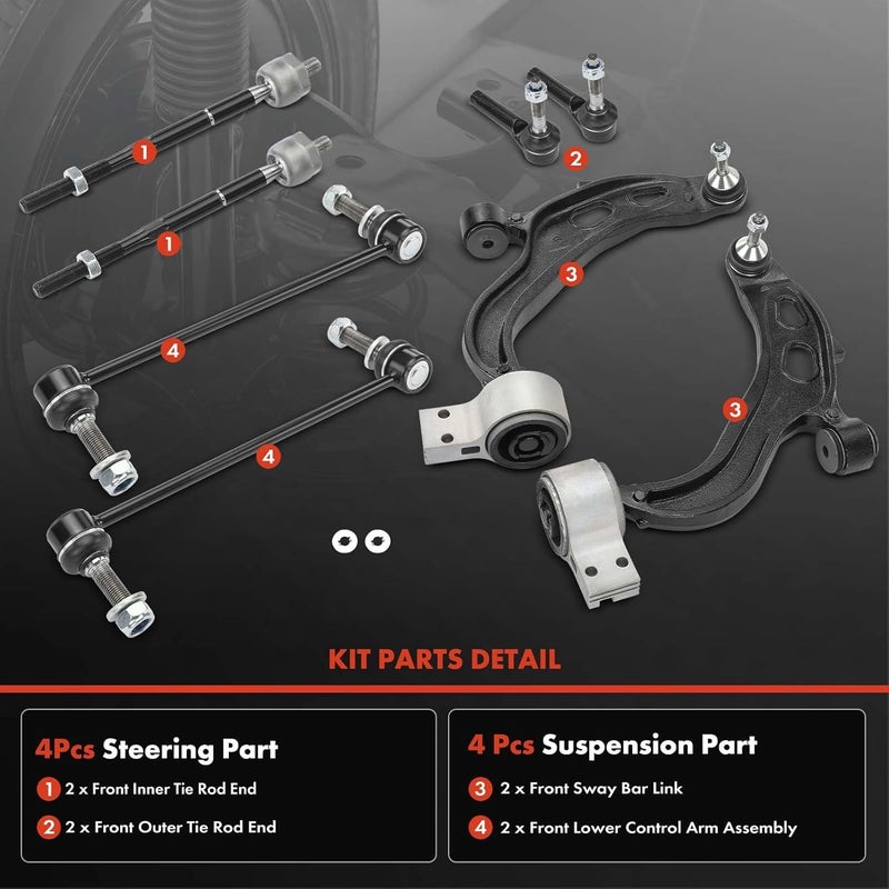 A-Premium Front Lower Control Arm and Steering Kit - Image 3