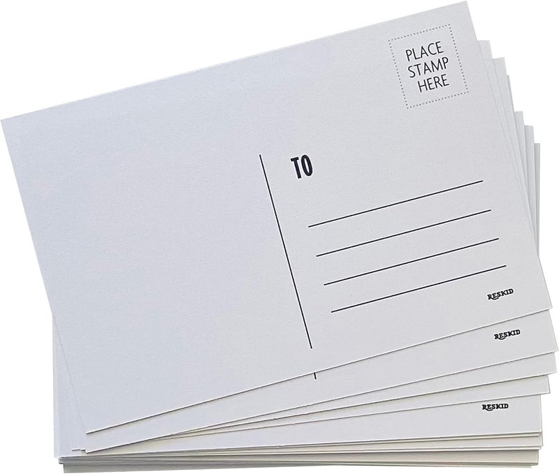Reskid Blank Postcards for Mailing. 100 White 4x6 Blank Post Cards, Blank Mailable Postcards Set. 14pt Postcard Paper Cardstock, Bulk Post Card Pack. - Image 1