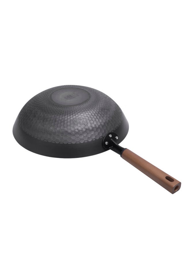 Telssida Cast Iron Flat Bottom Frying Pan Non-stick Pan Household Iron Frying Pan Nitrided Iron Pan Gas Induction Cooker 32cm - Image 2