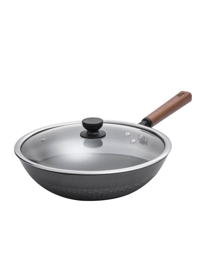 Telssida Cast Iron Flat Bottom Frying Pan Non-stick Pan Household Iron Frying Pan Nitrided Iron Pan Gas Induction Cooker 32cm - Image 5