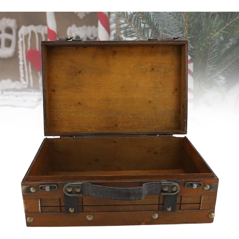 Vintage Wooden Suitcase, Vintage Decorative Storage Box with Sturdy Locks for Home Decor, Props, Housewarming Gifts, Worn Out Yellow - Image 4