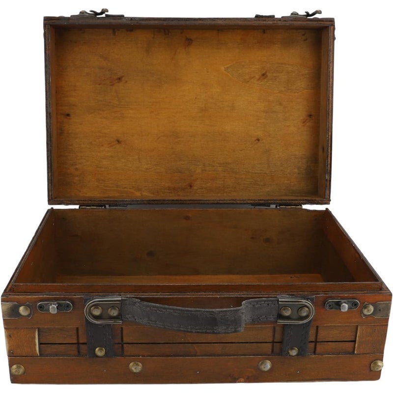 Vintage Wooden Suitcase, Vintage Decorative Storage Box with Sturdy Locks for Home Decor, Props, Housewarming Gifts, Worn Out Yellow - Image 3