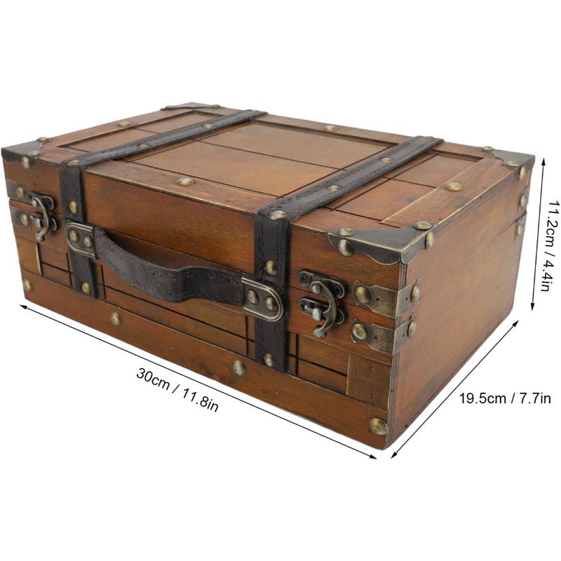 Vintage Wooden Suitcase, Vintage Decorative Storage Box with Sturdy Locks for Home Decor, Props, Housewarming Gifts, Worn Out Yellow - Image 5