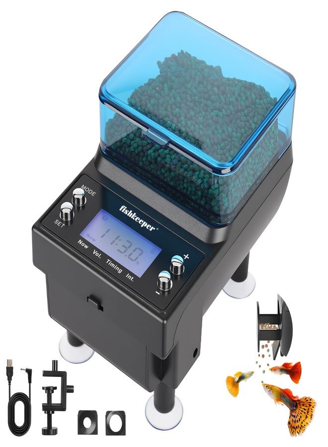 fishkeeper Automatic Fish Feeder Rechargeable, 3 Feeding Modes USB