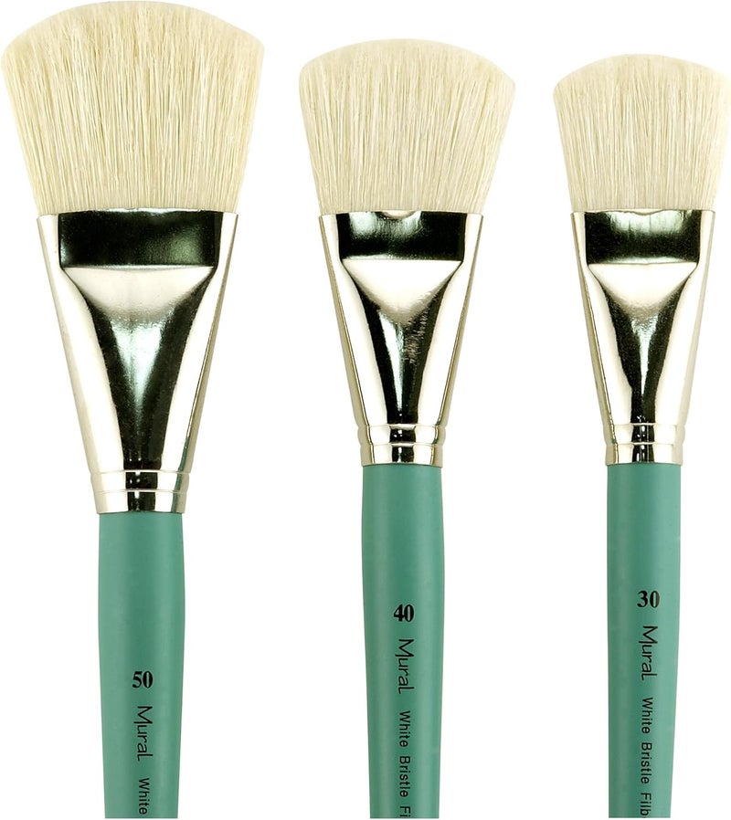 Creative Mark Art Supplies Large Mural Natural Hog Bristle Paint Brush - Filbert #30 - Artist Supplies for Acrylics, Watercolors, and Oils - Durable, Resilient, Seamless Ferrules - Image 1