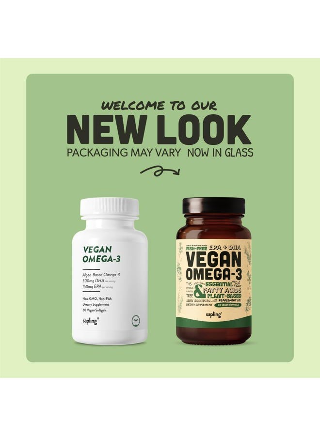sapling Vegan Omega 3 Supplement - Plant Based DHA & EPA Fatty Acids - Carrageenan Free, Alternative to Fish Oil, Supports Heart, Brain, Joint Health - Sustainably Sourced Algae - 60 Softgels  - Image 2