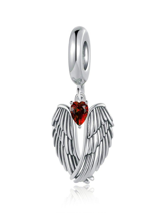 QeenseKc Guardian Angel Wings Charm Jan Heart Birthstone Bead Compatible With Pandora Bracelet Women Present - Image 1