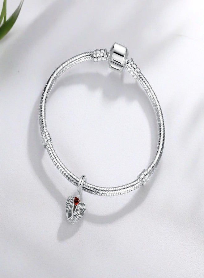 QeenseKc Guardian Angel Wings Charm Jan Heart Birthstone Bead Compatible With Pandora Bracelet Women Present - Image 2
