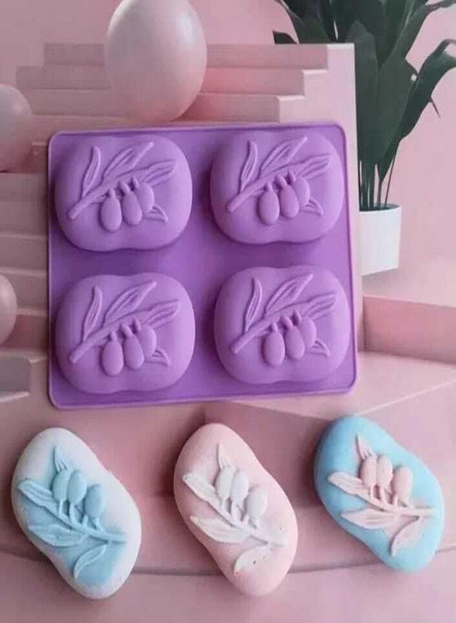 KITCHOOK Silicone Chocolate Mould 4 Cavity Soap Mold Olive Tree Soap Molds DIY Handmade Soap Mold (Pack of 1) AJ 319 - Image 2