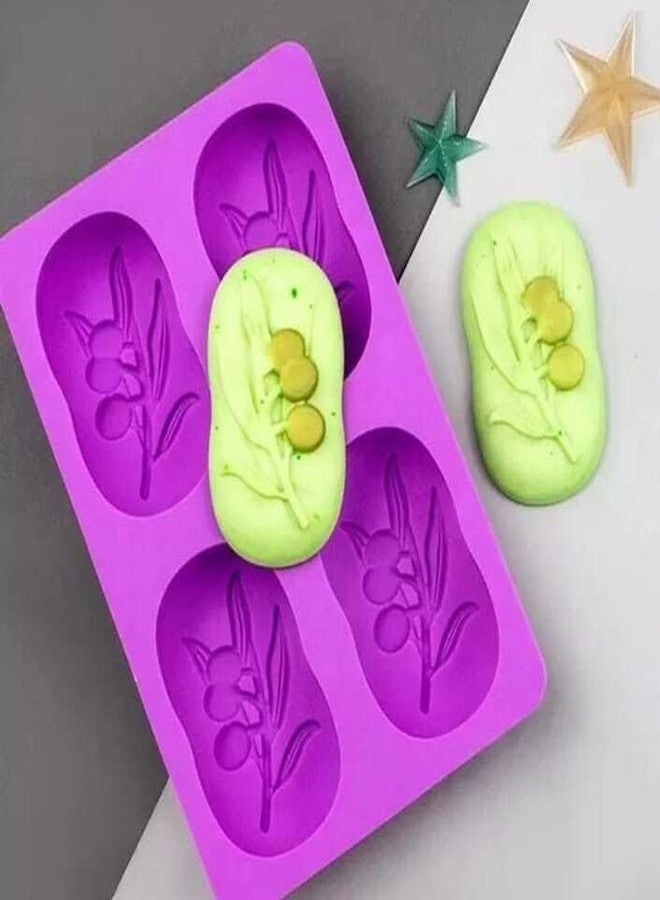 KITCHOOK Silicone Chocolate Mould 4 Cavity Soap Mold Olive Tree Soap Molds DIY Handmade Soap Mold (Pack of 1) AJ 319 - Image 1