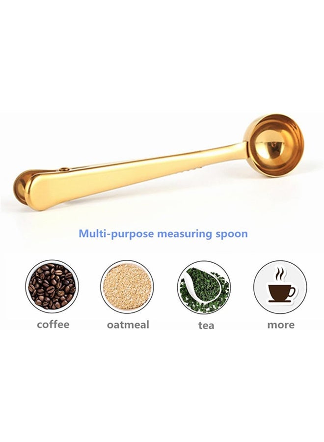 1 pcs Stainless Coffee Scoop with Clip, Coffee Measuring Spoon with Clip for Measuring Coffee, Milk, Tea, Protein Powder, Instant Drinks(gold) - Image 2