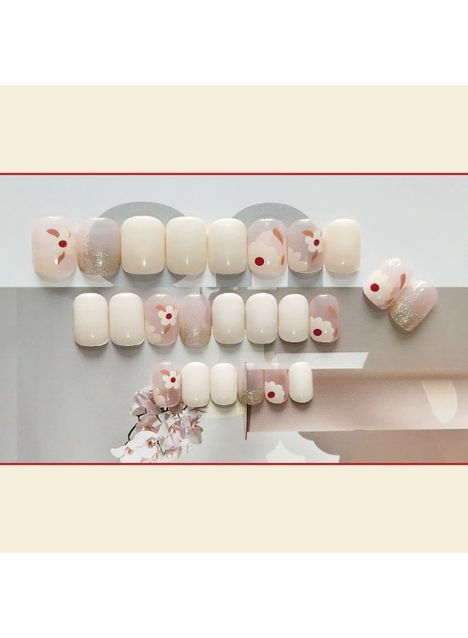 Goolsky Pure Garden Camellia Press-on Nails with Glitter for Elegant Daily Wear - Image 3