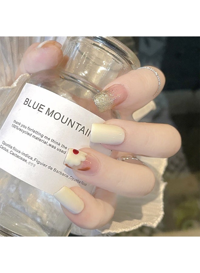 Goolsky Pure Garden Camellia Press-on Nails with Glitter for Elegant Daily Wear - Image 4