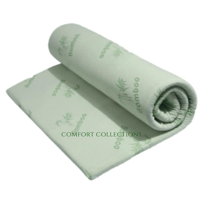 MATTRESS TOPPER BAMBOO MEMORY FOAM ZIP REMOVABLE COVER WITH HYPO ALLERGENIC ANTIBACTERIAL DOUBLE BED MATTRESS TOPPER 135CM X 190CM 2CM APPROXIMATE