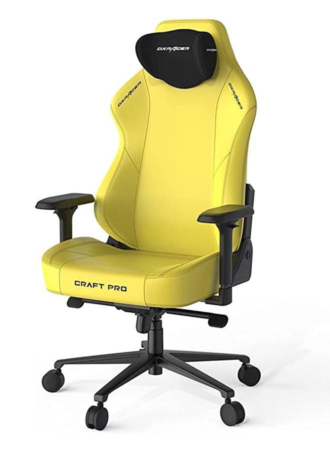 DXRacer - DXRacer Craft Pro Classic Gaming Chair, Extra Wide And Thick Seat Cushion, Adjustable Armrests, Anti-Pinch Hand Protective Cover, Memory Foam Headrest - Yellow - Image 1