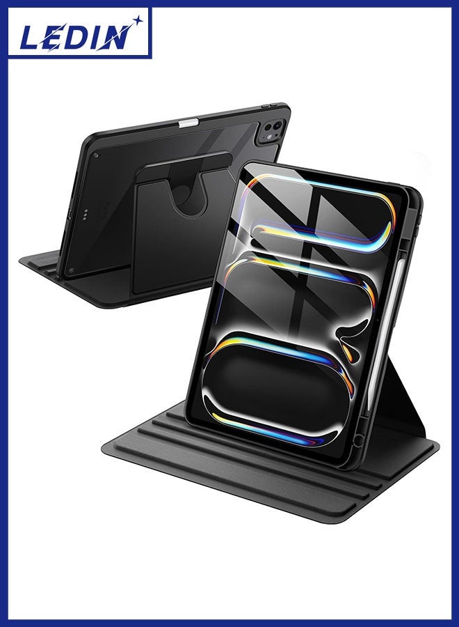 LEDIN Rotating Case for iPad Pro 13-Inch M4 (2024) with Pencil Holder,360 Degree Rotation Protective Stand Slim Cover Clear Back, Auto Wake/Sleep (iPad Pro 13) - Image 1