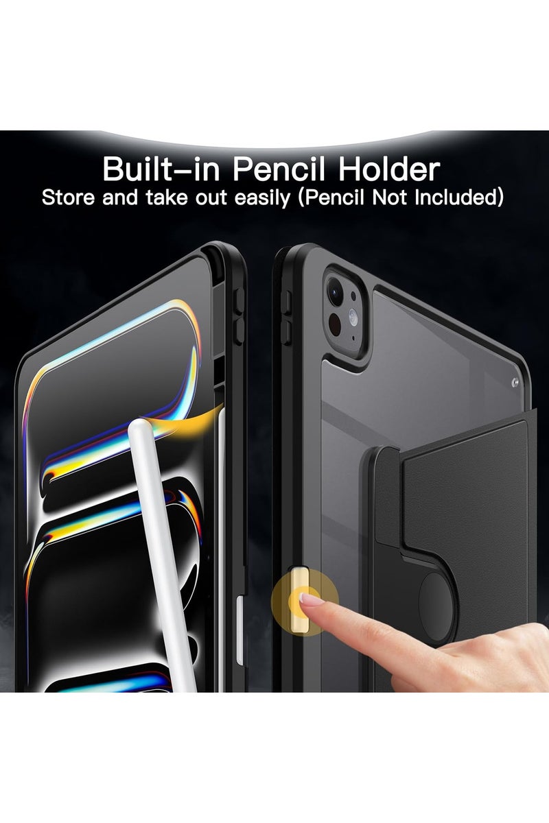 LEDIN Rotating Case for iPad Pro 13-Inch M4 (2024) with Pencil Holder,360 Degree Rotation Protective Stand Slim Cover Clear Back, Auto Wake/Sleep (iPad Pro 13) - Image 5