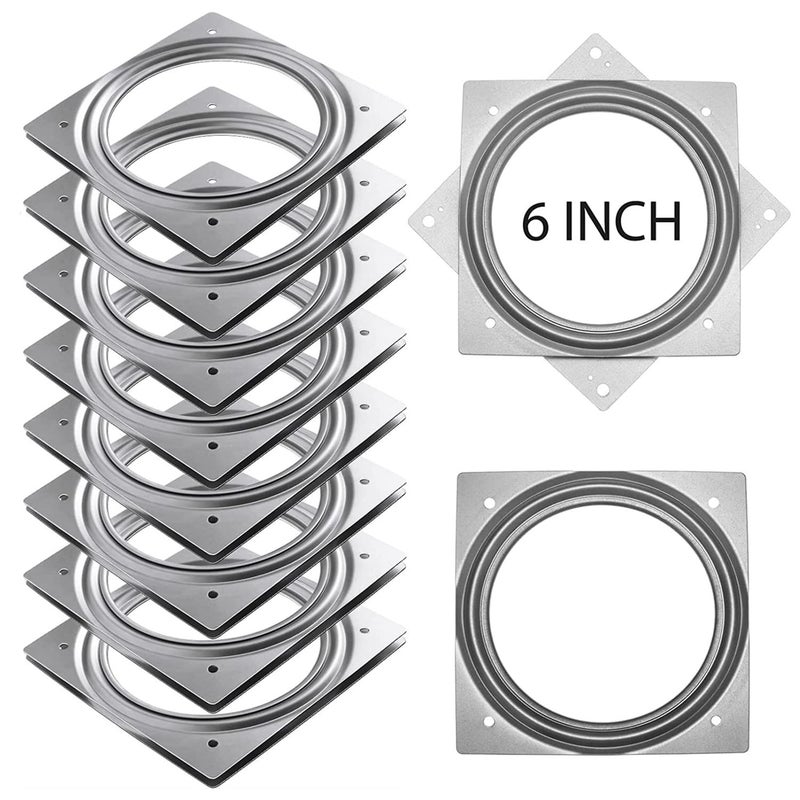 RHBLME 8 Pack Lazy Susan Hardware 6 Inch Silver Lazy Susan Turntable Bearing 516 Thick 500lbs for Turntable Serving Trays Kitchen Storage Racks Craft Table Rotating Bearing Plate