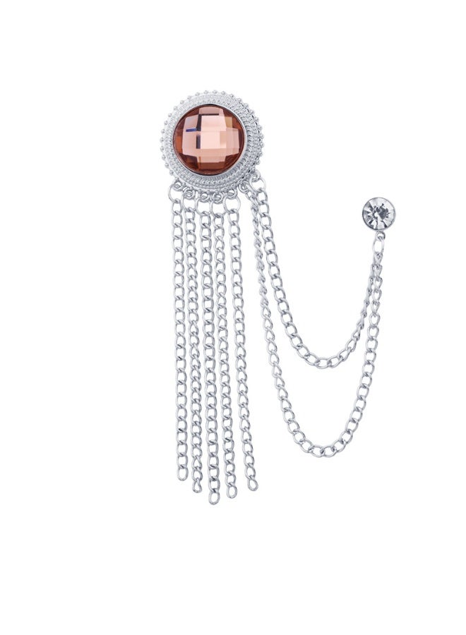 Shougu Versatile Temperament Personality Gemstone Tassel Chain Suit Brooch